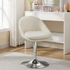 Image de VASAGLE Chaise Réglable, Chaise de Coiffeuse, Fauteuil de Bureau Pivotant, Tabouret de Bar avec Dossier et Socle, en Acier, pour Bar, Bureau, Coiffeuse, Salle à Manger, Blanc Crème LJB100W01