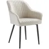 Image de SONGMICS Chaise Salle à Manger, Lot de 4, Chaise de Cuisine, Fauteuil en Velours, avec Accoudoirs, Charge Max. 120 kg, Pieds en Métal, pour Salle à Manger, Beige Cappuccino et Noir d'encre LDC087W14