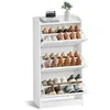 Image de VASAGLE Meuble à Chaussure, Rangement Chaussure, 3 Abattants, Plateau Supérieur, Rebords Surélevés, Cloison Ajustable, 12 à 20 Paires, 24 x 60 x 121,2 cm, Blanc Nuage LBC036WB01