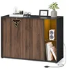 Image de SONGMICS HOME Meuble de Rangement Salon, Assemblage Ultra-Rapide sans Outils Toolless, Buffet avec Éclairage et Étagère en Verre, Placard, Minimaliste, Noyer Naturel et Noir Boisé BBK372B01
