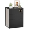 Image de VASAGLE Table de Chevet, Assemblage Ultra-Rapide sans Outils Toolless, Table d’Appoint avec 3 Tiroirs, Moderne, Chambre, Salon, Noir d'encre et Beige Cappuccino LET778B01
