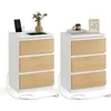 Image de VASAGLE Kailyn Collection - Table de Chevet avec Multiprise, Lot de 2, Table d’Appoint avec 3 Tiroirs, 2 Prises CA, 2 Ports USB, Salon, Chambre, Bureau, Moderne, Blanc Nuage et Jaune Amande LET831Y01