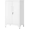 Image de SONGMICS Caisson de Bureau, Placard Polyvalent, Armoire de Bureau à 2 Portes, Verrouillable, en Acier, pour Salon, Blanc Mat OMC012W01