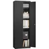 Image de SONGMICS Meuble de Rangement Bureau, en Acier, Placard, 5 Niveaux, 40 x 60 x 180 cm, Doubles Portes, Serrure, Armoire à Outils, Étagères Réglables, pour Garage, Bureau, Noir Mat OMC014B01