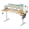 Image de SONGMICS Bureau Électrique Réglable en Hauteur, 160 x 70 cm, Table Assis-Debout, Fonction Mémoire 4 Hauteurs, pour Bureau, Télétravail, Doré Chêne LSD136Y01