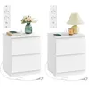 Image de VASAGLE Kailyn Collection - Lot de 2 Table de Chevet avec Multiprise, Table d'Appoint, 2 Tiroirs, 2 Prises CA, 2 Ports USB-A, pour Salon, Chambre, Bureau, Moderne, Blanc Nuage LET821W02