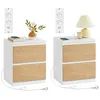 Image de VASAGLE Kailyn Collection - Lot de 2, Table de Chevet avec Multiprise, Table d'Appoint, 2 Tiroirs, 2 Prises CA, 2 Ports USB-A, pour Salon, Chambre, Bureau, Moderne, Jaune Amande LET821Y02