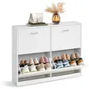 Image de VASAGLE Custos Collection - Meuble à Chaussures à 3 Abattants, Placard de Rangement à 3 Niveaux, 3 Compartiments, pour Entrée, Salon, Chambre, Blanc Neige LBC035W01