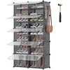 Image de SONGMICS Étagère à Chaussures 10 Compartiments, Étagère de Rangement Modulable, Compartiment de 30 x 40 x 30 cm, Porte, Cadre en Acier, Plastique, pour Couloir, Chambre, Entrée, Gris Ardoise LPC035G01