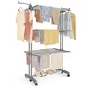 Image de SONGMICS Étendoir à Linge, Séchoir Mobile à 4 Niveaux, avec roulettes, Pliable, 63,5 x 125,5 x 173 cm, Grande Capacité, Utilisation Intérieure et Extérieure, Gris Tourterelle LLR703G01