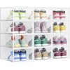Image de SONGMICS Boîtes à Chaussures, Organisateurs en Plastique, avec Porte, Lot de 18, Empilables, Montage Facile, 33,2 x 23 x 14,5 cm, pour Pointure jusqu'à 43, Transparentes et Blanc Nuage LSP318W01