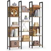 Image de VASAGLE Bibliothèque, Étagère de Rangement, avec 14 Étagères, Cadre en Métal, Salon, Bureau, Style Industriel, 24 x 128 x 166 cm, Marron Rustique et Noir d'encre LLS157K01
