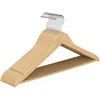 Image de SONGMICS Cintres en Bois, Lot de 10, Fins, avec Encoches, Porte-Pantalons, Crochet Pivotant à 360°, Bois de Bouleau, Gain de Place, pour Haut à Bretelles, Veste, Naturel CRW035KZ01