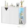 Image de SONGMICS HOME Meuble de Rangement Salon, Assemblage Ultra-Rapide sans Outils Toolless, Buffet avec Éclairage et Étagère en Verre, Placard, Minimaliste, Blanc Neige BBK372W01