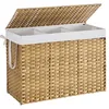 Image de SONGMICS Panier de Rangement, Corbeille Linge Sale 200 L avec Couvercle, Pliable, Sacs en Tissu Amovibles et Poignées, pour Couvertures, Vêtements, Salon, Chambre, Buanderie, Couleur Boisée LCB320Y01
