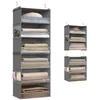 Image de SONGMICS Étagère Suspendue, Penderie, Pliable, Gain de Place, Crochets en Métal, Plaque de Renfort en Bambou, Gris Tourterelle RCH007G01