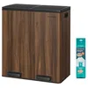 Image de SONGMICS Poubelle à Double Compartiment 2 x 30 L, avec 15 Sacs Poubelles, Pédales en Métal, 2 Seaux Intérieurs en Plastique, Couvercles, Poignées, Fermeture en Douceur, Noyer foncé LTB060N02