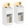 Image de VASAGLE Kailyn Collection - Lot de 2, Table de Chevet Étroite, Table d’Appoint, avec Éclairage LED, 1 Port USB-A, 1 Port USB-C, Tiroirs et Compartiments Ouverts, Chambre, Salon, Blanc Nuage LET710W01