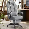 Image de SONGMICS Chaise de Jeu, Chaise d'Ordinateur, Ergonomique, avec Repose-Pieds, Coussin de Tête Ajustable, Support Lombaire, Capacité de Charge de 150 kg, Gris Ardoise et Gris Tourterelle OBG077G02