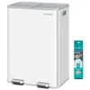 Image de SONGMICS Poubelle de Cuisine, 2 x 30 L, 2 Compartiments, Poubelle à Pédale, Couvercle à Fermeture Douce, avec Seaux Intérieurs, Acier, 15 Sacs Poubelle Inclus, Blanc Mat LTB741W02