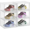 Image de SONGMICS Boîtes à Chaussures Lot de 8, Rangement pour Chaussures, en Plastique, avec Porte, Empilable, 33 x 28,5 x 19,2 cm, jusqu’à la Pointure 46, Blanc Transparent LSP508W01