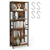 Image de VASAGLE Bibliothèque, Étagère à 6 Niveaux, Meuble de Rangement, 30 x 60 x 175,6 cm, avec 4 Crochets en S, pour Bureau, Salon, Cadre en Acier, Marron Rustique et Noir d'encre LLS171K01