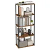 Image de VASAGLE Bibliothèque, Étagère à 5 Niveaux, Assemblage Ultra-Rapide sans Outils, Étagère de Rangement, 23,8 x 60 x 139 cm, pour Salon, Chambre, Cuisine, Marron Rustique et Noir d’Encre LLS165K01