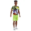 Image de Barbie Fashionistas poupée Mannequin #183 Ken aux Cheveux Noirs frisés, T-Shirt Motif Camouflage, Short Vert et Baskets argentées, Jouet pour Enfant, HBV23
