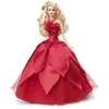 Image de Barbie Poupée Mannequin Joyeux Noël 2022 (Cheveux Blonds Ondulés), avec Socle, avec Robe Rouge Flamboyante, Ã  Collectionner, Jouet Enfant, Dès 6 Ans, HBY03