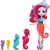 Image de Enchantimals Royaume de l'océan Coffret Famille de Sedda Hippocampe avec Mini-poupée Sedda et 4 Mini-Figurines hippocampes, Jouet pour Enfant, HCF73
