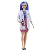 Image de Barbie Métiers poupée Scientifique aux Cheveux Bleus, avec Robe colorée, Blouse de Laboratoire, Chaussures, Accessoire Microscope, Jouet Enfant, HCN11