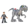Image de Fisher-Price Imaginext Coffret Jurassic World Blue en Fuite avec Figurines articulées Blue et Owen Grady, Harnais Amovible, Jouet Enfant, Dès 3 Ans, HKG15