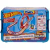 Image de Hot Wheels Track Builder Flamme Coffret avec 1 Voiture Hot Wheels, 16 éléments de Construction et de Cascade, boîte de Jeu et de Rangement, HMC04