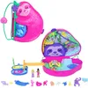 Image de Polly Pocket Coffret 2 en 1 La Famille des Paresseux avec 12 Accessoires Dont 8 Animaux Et 2 Mini-Figurines, Jouet Voyage, Jouet Enfant, A Partir De 4 Ans, HRD40