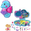 Image de Polly Pocket Papa et moi Coffret sac surprises hippocampe avec poupées, animaux et 13 accessoires, jouet 2 en 1 sac à main à porter et poupée Shani, HWP03
