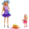 Image de Barbie Coffret Famille et Amis, Pique-nique, Poupées et Accessoires | avec poupées fashion et petites poupées, 9 accessoires dont aliments, JBF43