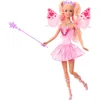 Image de Barbie Poupée Barbie Fée avec baguette magique et accessoires de mode, ailes et tenue avec fonction changement de couleur, JCP76