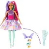 Image de Barbie The Glyph A Touch of Magic Poupée et accessoires avec tenue fantastique, animal de compagnie, laisse et accessoires de mode, JCW50