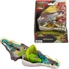 Image de Mattel Jurassic World: Renaissance Coffret Micro Aventures Spinosaure , avec la tête du spinosaure qui s’ouvre et intègre 4 fonctions interactives, 3 mini-figurines, figurine dinosaure, JGB98