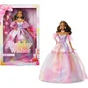 Image de Barbie® Poupée Barbie® Signature Joyeux Anniversaire avec cheveux bruns en robe effet arc-en-ciel pastel, jouet à collectionner avec emballage cadeau, JJX78