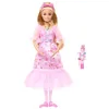 Image de Barbie Casse-Noisette Poupée ballerine Clara | Porte une robe rose satinée à manches bouffantes, chevilles articulées et jouet casse-noisette, JLW51