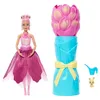 Image de Barbie Poupée PÉTALS Pop Violette et Accessoires, poupée parfumée avec Robe Fleur Violette et Accessoires, Bouquet Surprise avec Lapin et d’Autres éléments, JMF57