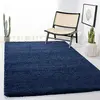 Image de Safavieh Tapis Shag pour Salon, Salle à Manger, Chambre à Coucher - Milan Shag Collection, Tapis à Poil Long, Bleu Marine, 91 x 91 cm