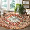 Image de SAFAVIEH Tapis Boho pour Salon, Salle à Manger, Chambre à Coucher - Monaco Collection, Tapis à Poil Court, Orange et Bleu Clair, 122 X 122 cm