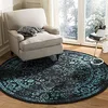 Image de SAFAVIEH Tapis Rond 122 cm Rond - Adirondack Collection - Transitionnel Design, Noir & Sarcelle, Mélange Synthétique Entretien Facile, Idéal pour Salon, Chambre, Bureau (ADR109K)