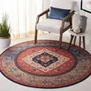 Image de Safavieh Tapis Traditionnel - Lavable en Machine et Antidérapant - Idéal pour Les Zones à Fort Passage - Tucson Collection, Tapis à Poil Court, Rouille et Bleu, 120 x 120 cm