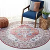 Image de Safavieh Tapis Traditionnel - Lavable en Machine et Antidérapant - Idéal pour Les Zones à Fort Passage - Tucson Collection, Tapis à Poil Court, Bleu et Beige, 120 x 120 cm