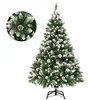 Image de GIGALUMI Sapin de Noël, 150cm Arbre de Noël Vert avec Pomme de Sapin pour la Décoration de Noël, Sapin Artificiel avec Pied en métal