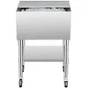 Image de VEVOR Bac à glaçons commercial, 610x484x935 mm, coffre à glace à roulettes sous bar 61,6 L, en acier inox, avec couvercle coulissant, plateau de rangement inférieur, pieds à balles réglables, pour pub