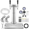 Image de VEVOR Kit Colonne à Bière Double Robinet, Distributeur de Bière Boisson en Acier Inoxydable, Tireuse à Bière avec Régulateur à Double Jauge W21,8 et Coupleur de Fût Système A, pour Bar Restaurant